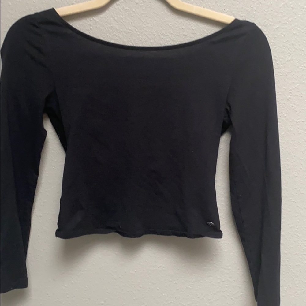 Black lace back crop top
